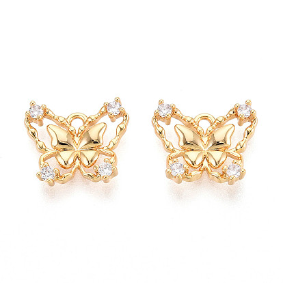 Латунные микро проложить кубического циркония прелести, бабочка