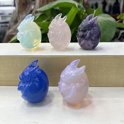 Figuras de huevos de dragón talladas con piedras preciosas, Para el escritorio de la oficina en casa adorno de feng shui