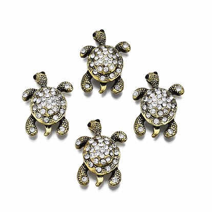 Alloy Cabochons, with Rhinestone, Cadmium Free & Lead Free, Tortoise