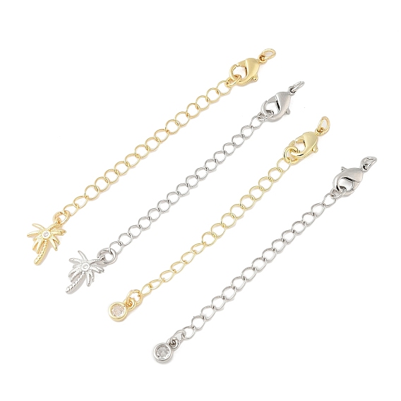 Удлинитель цепи из прозрачного кубического циркония из латуни с микропаве, с застежкой-карабином и подвесками, стойки покрытие, без кадмия и без свинца, долговечный, реальный 18 k позолоченный