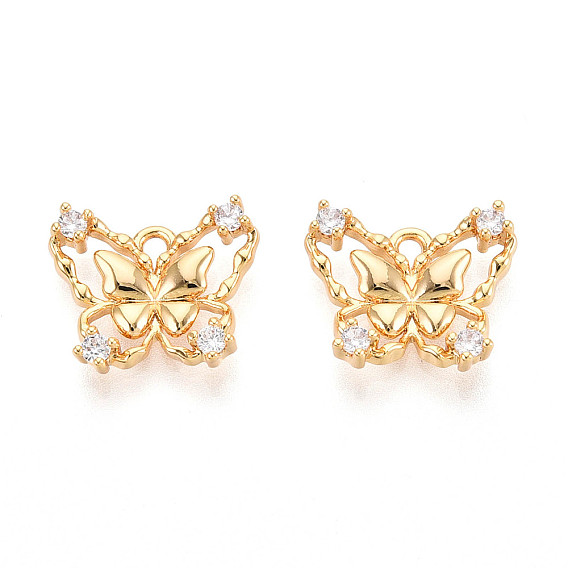 Латунные микро проложить кубического циркония прелести, бабочка