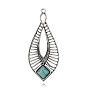 Teardrop Antique Silver Plated Alloy Synthetic Turquoise Big Pendants, Dyed, 61x26x6mm, Hole: 2mm
