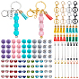 Kits porte-clés bijoux à faire soi-même, y compris les fermoirs porte-clés en alliage, porte-clés perlé en barre de fer, perles de silicone, Décorations de pendentifs en strass, perles européennes et pompons
