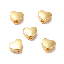 Rack Plating Brass Beads, Long-Lasting Plated, Heart
