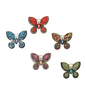 Delicate Rhinestone Butterfly Brooch, Light Gold Alloy Lapel Pin