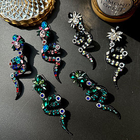 earring women's fashion exaggerated earrings alloy diamond snake earrings niche design jewelry
