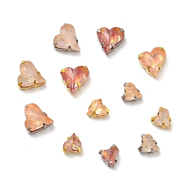 Латунные стеклянные стразы пришивные стразы, сердце, разноцветные