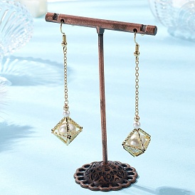 Оболочки жемчужные болтаться серьги, с медными кабельными цепями и крючками для сережек, двухконусные