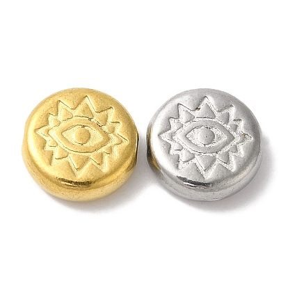 304 из нержавеющей стали бусы, плоские круглые с глаз