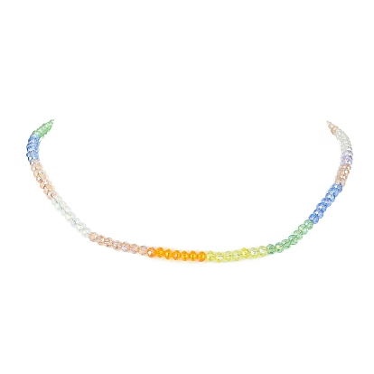 Glass Round Beaded Necklace, Stainless Steel Jewelry for Women