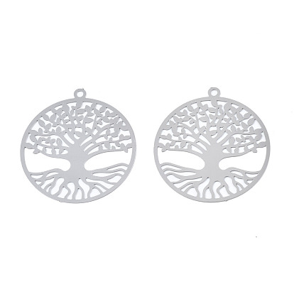 201 Stainless Steel Filigree Pendants, Etched Metal Embellishments, Tree of Life