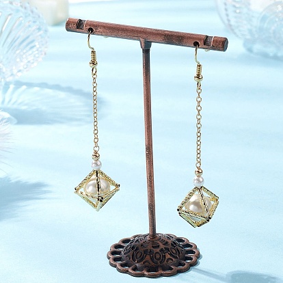 Оболочки жемчужные болтаться серьги, с медными кабельными цепями и крючками для сережек, двухконусные