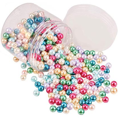 Perles en verre nacré, nacré, ronde