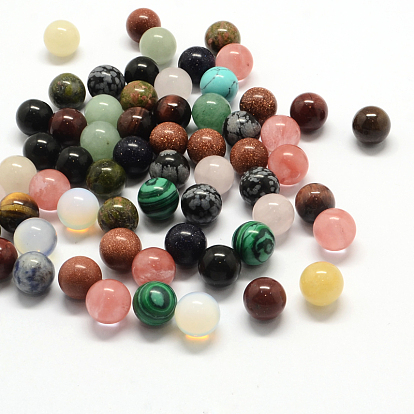 Round Natural & Synthetic Mixed Stone Beads, Gemstone Sphere, No Hole/Undrilled