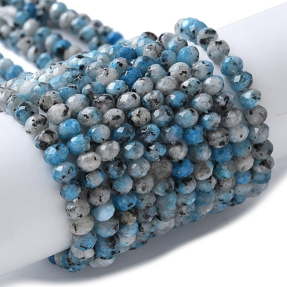 Нити бусин рондель из натурального кунжутного яшмового цвета, граненые