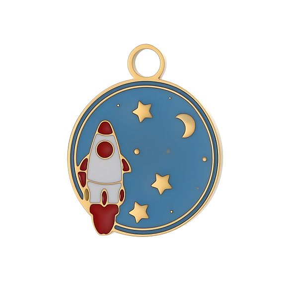 304 нержавеющей стальной эмали подвески, очарование земли и ракеты, ионное покрытие (ip), долговечный, реальный 18 k позолоченный