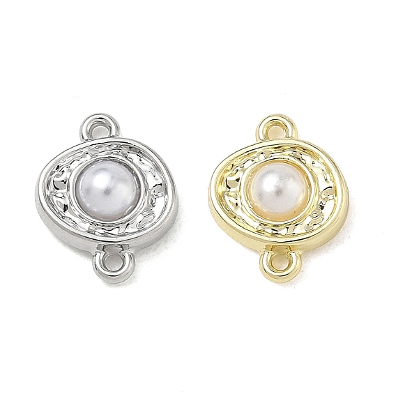 Alloy & Plastic Imitation Pearl Connector Chamrs, Oval Links