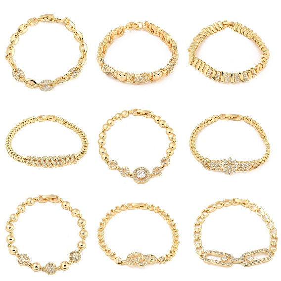 Браслеты из золотой латуни с микропаве и фианитами