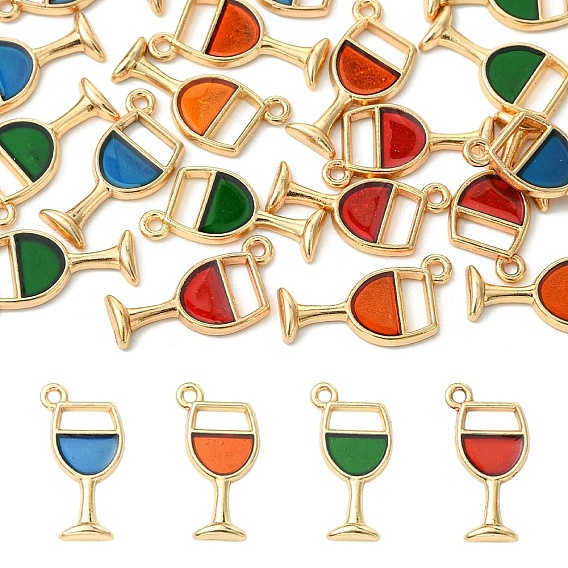 20 шт 4 цвета сплава эмалевые подвески, бокал, золотой свет