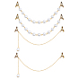 Alloy Cardigan Clips, Sweater Collar Clips, with Brass Cable Chains, Round