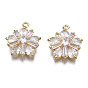 Brass Clear Cubic Zirconia Pendants, Flower