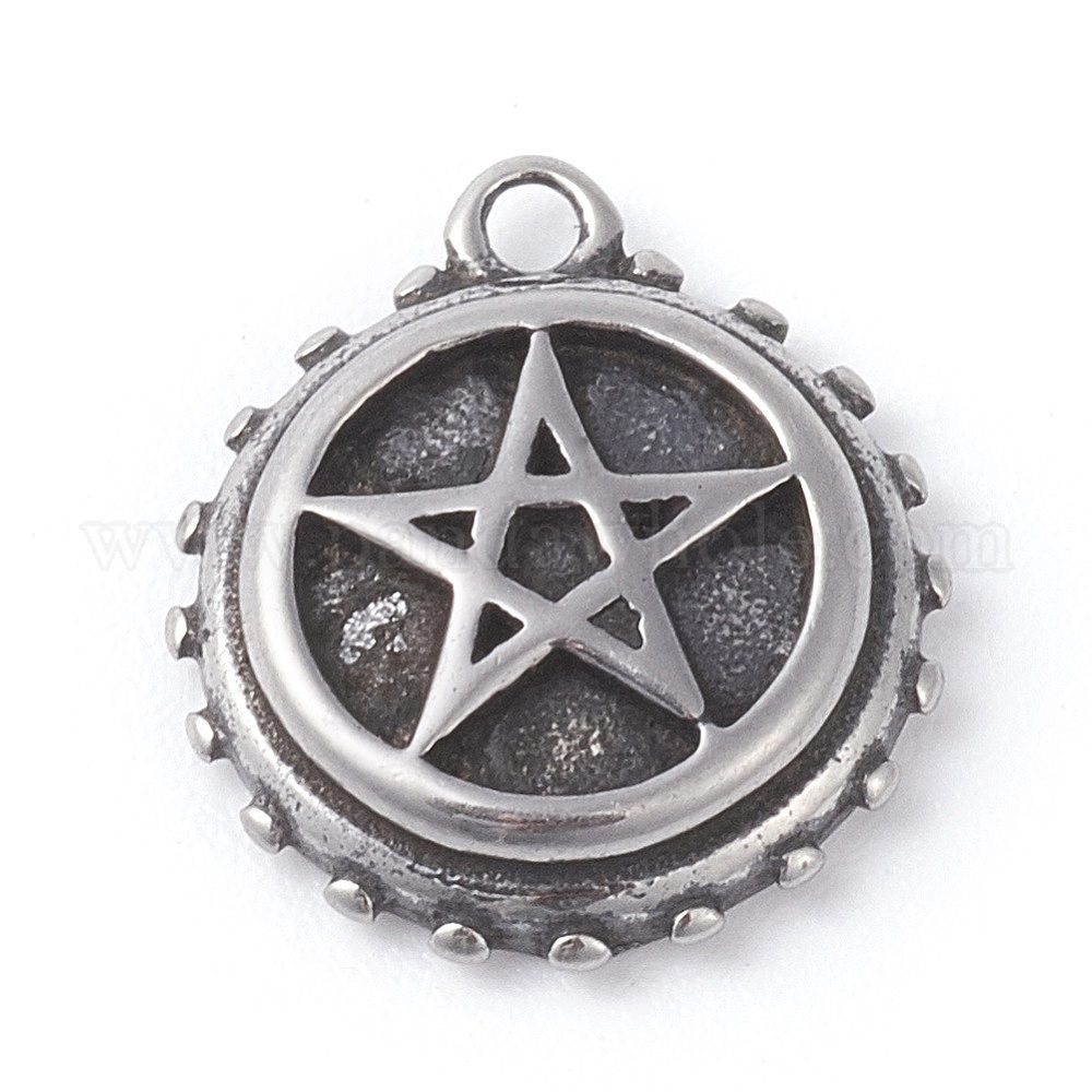 100Pcs Pentacle Star Charms Alloy Pendants Pentacle Star Charms