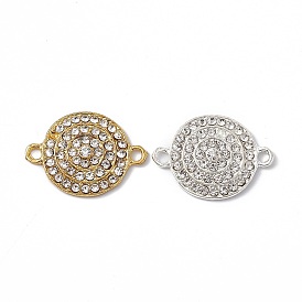 Alloy Connector Charms, with Crystal Rhinestones, Flat Round Links
