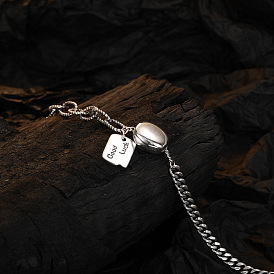 925 bracelet porte-bonheur en argent sterling pour femme au design minimaliste et au style vintage