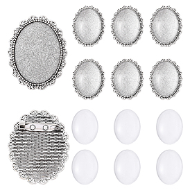 10шт. 2 стили винтажная брошь из сплава кабошон в оправе, без кадмия и без свинца, с железными штифтами, с прозрачными стеклянными кабошонами