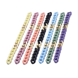 Бордюрные цепи ручной работы, кубинские звенья цепи, с непрозрачным акрилом, окрашенным распылением, и соединительными кольцами из пластика CCB, для изготовления ювелирных изделий