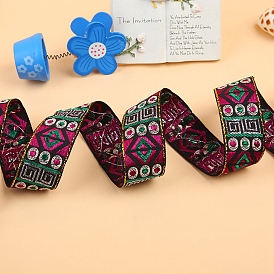 Ethnic Style Flat Embroidery Polyester Ribbons, Jacquard Ribbon, Garment Accessories