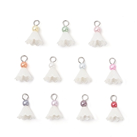 11 шт. 11 цвета АБС-пластик и акриловые искусственные жемчужины цветы подвески, с железными петлями, платина