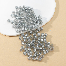 100pcs/pack Acrylic 6mm Transparent Silver Alphabet Beads DIY Bracelet Necklace Mobile Phone Chain Accessories Loose Beads
