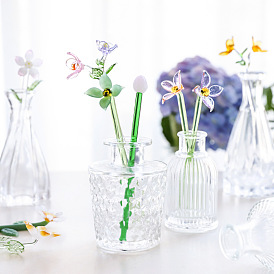 Glass vase decoration home living room dried flower flower arrangement ornaments square vertical pattern transparent vase