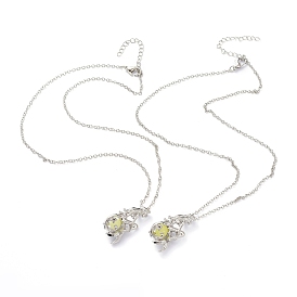 Collares con colgante de medallón de aleación luminosa, brillan en la oscuridad, sirena