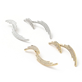 Clear Cubic Zirconia Wing Dangle Stud Earrings, Brass Jewelry for Women, Cadmium Free & Lead Free