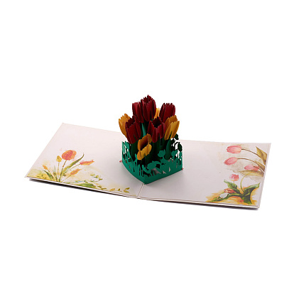 3 d тюльпаны всплывающие открытки, на день матери день святого валентина день рождения день благодарения поздравление