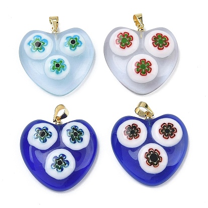 Подвески лэмпворк ручной работы, сердце прелести, с латунной привязкой на поруки, стойки покрытие