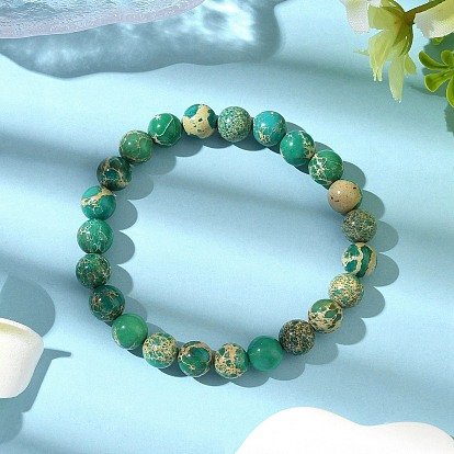 Браслеты из натуральной императорской яшмы, эластичные браслеты для мужчин и женщин, круглые