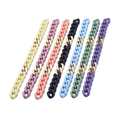 Бордюрные цепи ручной работы, кубинские звенья цепи, с непрозрачным акрилом, окрашенным распылением, и соединительными кольцами из пластика CCB, для изготовления ювелирных изделий