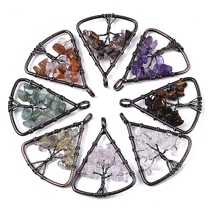 Природных драгоценных камней крупные кулоны, проволочные подвесные подвески, С латунной проволокой, треугольник и дерево