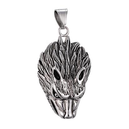304 из нержавеющей стали большие кулоны, голова волка