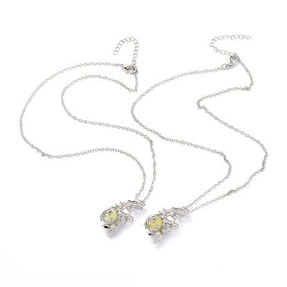 Collares con colgante de medallón de aleación luminosa, brillan en la oscuridad, sirena