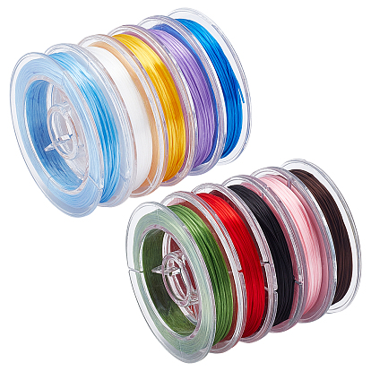 10 rollos 10 colores hilo elástico cristal japonés plano, para pulseras, joyería de piedras preciosas, fabricación de abalorios, artesanía