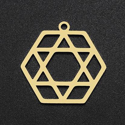 Ion Plating(IP) 201 Stainless Steel Pendants, Laser Cut, Star of David