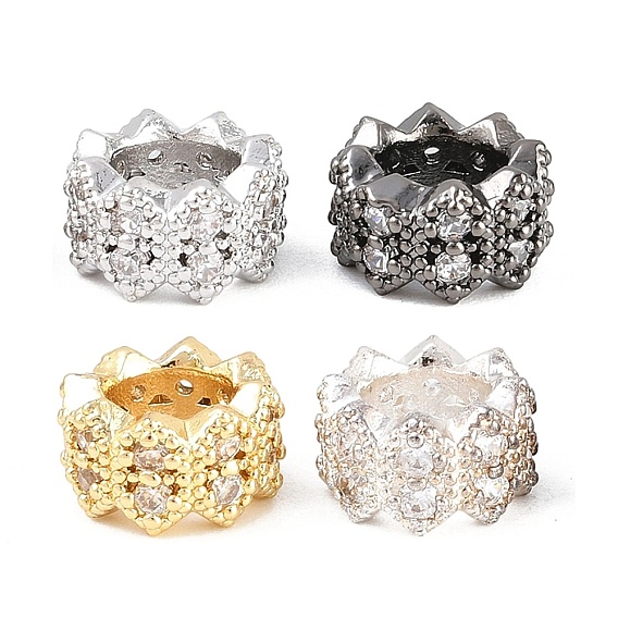 Бусины из прозрачного кубического циркония в форме цветка, латунь., бусины с большим отверстием, без кадмия и без свинца, стойки покрытие, долговечный