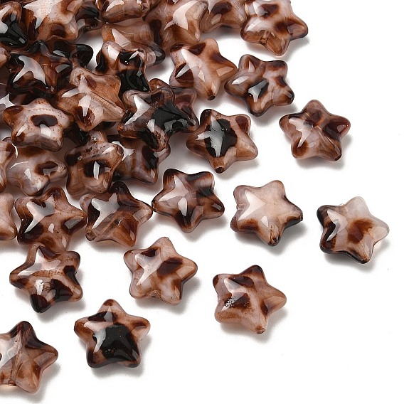 Непрозрачные акриловые бусины, имитирующие леопардовый принт, звезда, два тона