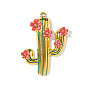 304 Stainless Steel Enamel Pendants, Cactus Charms, Ion Plating(IP), Real 18K Gold Plated