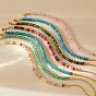 Handmade Gemstone Rondelle Beaded Bracelets with 304 Stainless Steel End Chains, Real 18K Gold Plated