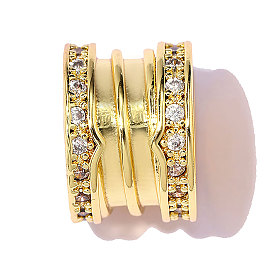 Латунные прозрачные фианиты европейские бусины, колонка с большим отверстием бусина, ионное покрытие (ip), зеркальная полировка